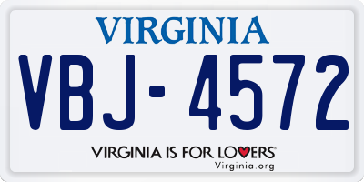 VA license plate VBJ4572