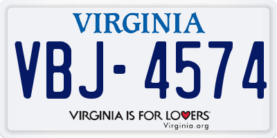 VA license plate VBJ4574