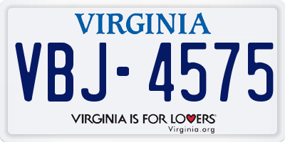 VA license plate VBJ4575