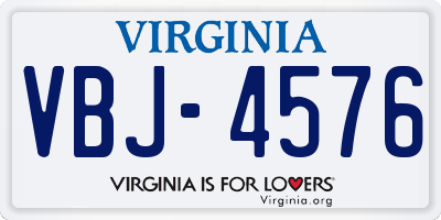 VA license plate VBJ4576