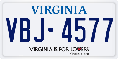 VA license plate VBJ4577
