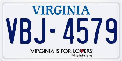VA license plate VBJ4579