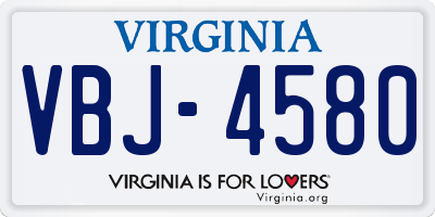 VA license plate VBJ4580