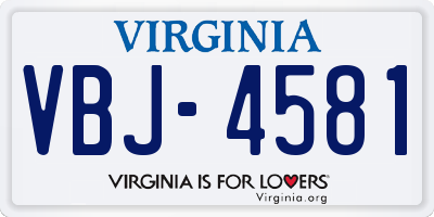 VA license plate VBJ4581