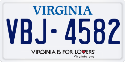 VA license plate VBJ4582