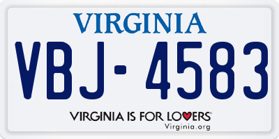 VA license plate VBJ4583