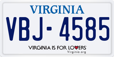 VA license plate VBJ4585
