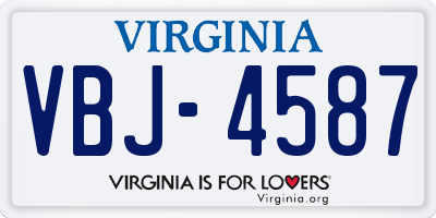 VA license plate VBJ4587