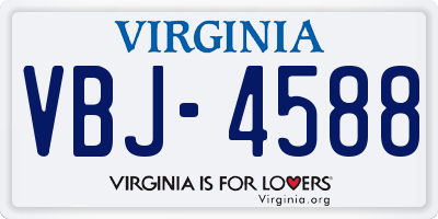 VA license plate VBJ4588