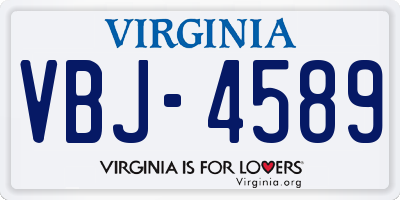 VA license plate VBJ4589