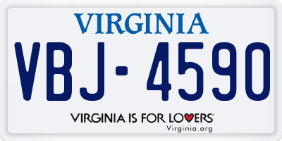VA license plate VBJ4590