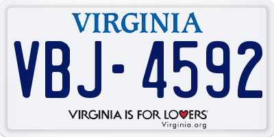 VA license plate VBJ4592