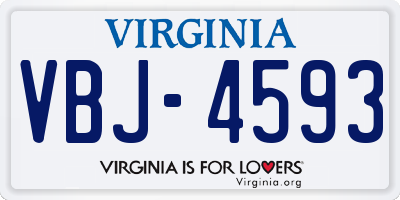VA license plate VBJ4593