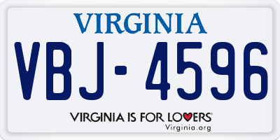 VA license plate VBJ4596
