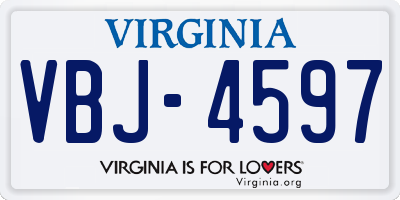 VA license plate VBJ4597