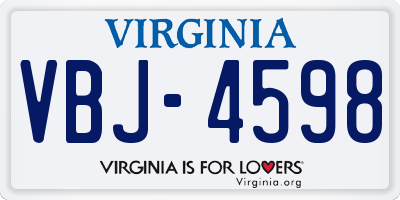 VA license plate VBJ4598