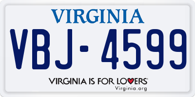 VA license plate VBJ4599