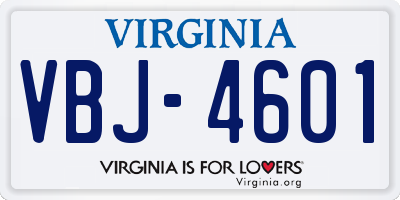 VA license plate VBJ4601