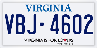 VA license plate VBJ4602