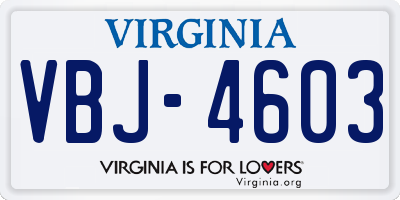 VA license plate VBJ4603
