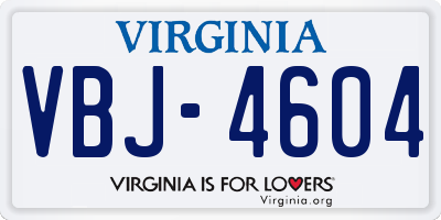 VA license plate VBJ4604