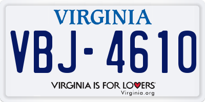 VA license plate VBJ4610