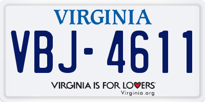 VA license plate VBJ4611