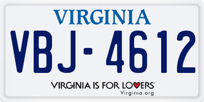 VA license plate VBJ4612