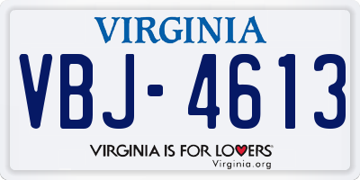 VA license plate VBJ4613