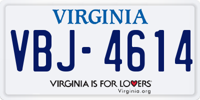 VA license plate VBJ4614