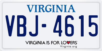 VA license plate VBJ4615