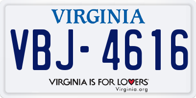 VA license plate VBJ4616