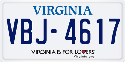 VA license plate VBJ4617
