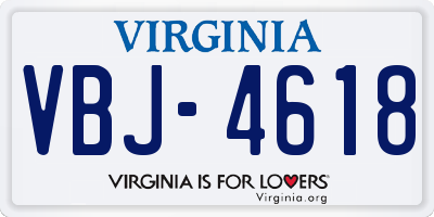 VA license plate VBJ4618