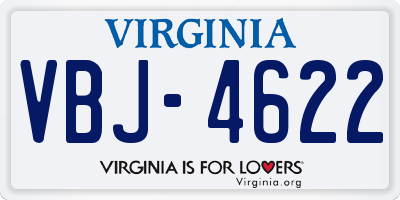 VA license plate VBJ4622