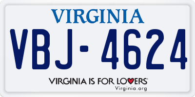 VA license plate VBJ4624