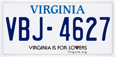 VA license plate VBJ4627