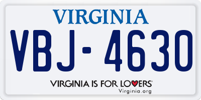 VA license plate VBJ4630