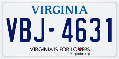 VA license plate VBJ4631