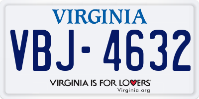 VA license plate VBJ4632