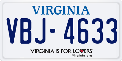VA license plate VBJ4633