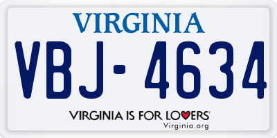 VA license plate VBJ4634