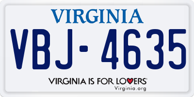 VA license plate VBJ4635