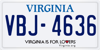 VA license plate VBJ4636