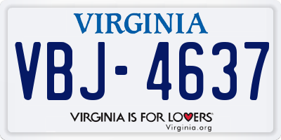 VA license plate VBJ4637