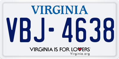 VA license plate VBJ4638