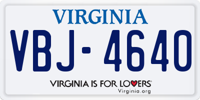 VA license plate VBJ4640