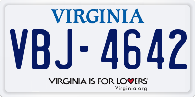 VA license plate VBJ4642