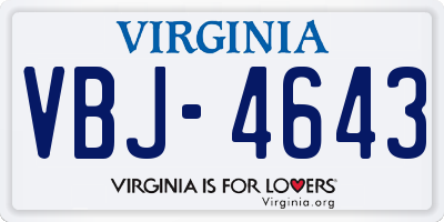 VA license plate VBJ4643