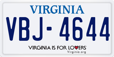 VA license plate VBJ4644
